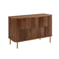 BADEZIMMERSCHRANK : Farbe Eiche-Nussbaum, Griff gold, Füße gold, 100 x 41,5 x 66,7 cm - Goldfarben/Braun, Holzwerkstoff (100/66.7/41.5cm) - 3XE LIVING