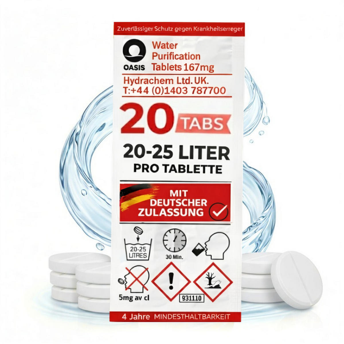 WASSERAUFBEREITUNGSTABLETTEN 20 Stk inkl. 10L Faltkanister Camping Outdoor Trinkwasser - Transparent, Kunststoff (20/25/8cm) - JUNG