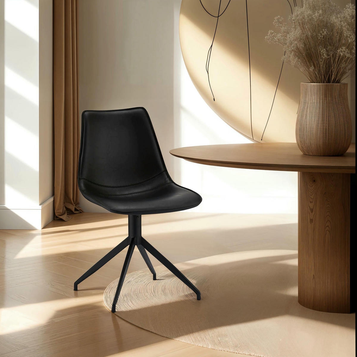 STUHL-SET 2 Stück in Kunstleder - Schwarz, Textil/Metall (48/85/57cm) - Furnhouse