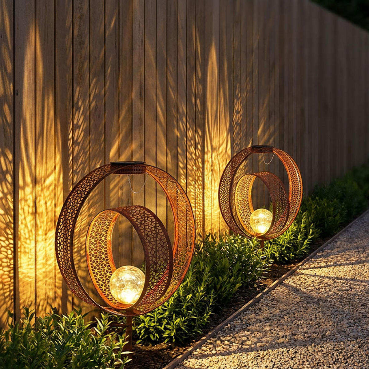 2X LED AUSSENLEUCHTE Solarleuchte Braun - Braun, Glas (30/20/42cm) - Globo Lighting