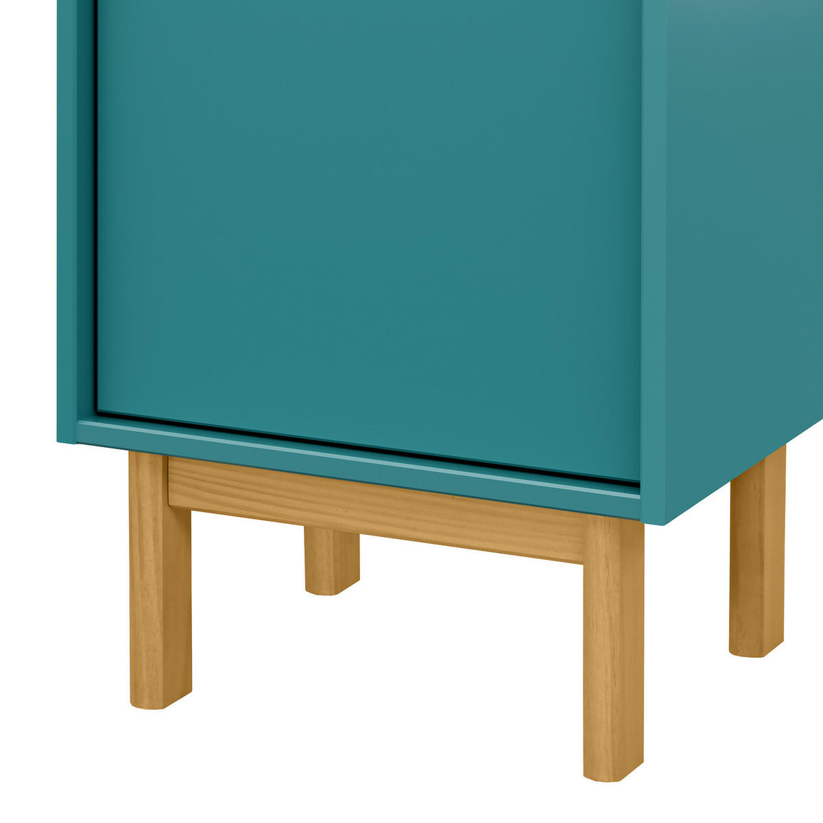 MIDISCHRANK mit 2 Türen - Pinie Massivholz - Softclose - Petrol, Holz (44/138/35cm) - home24