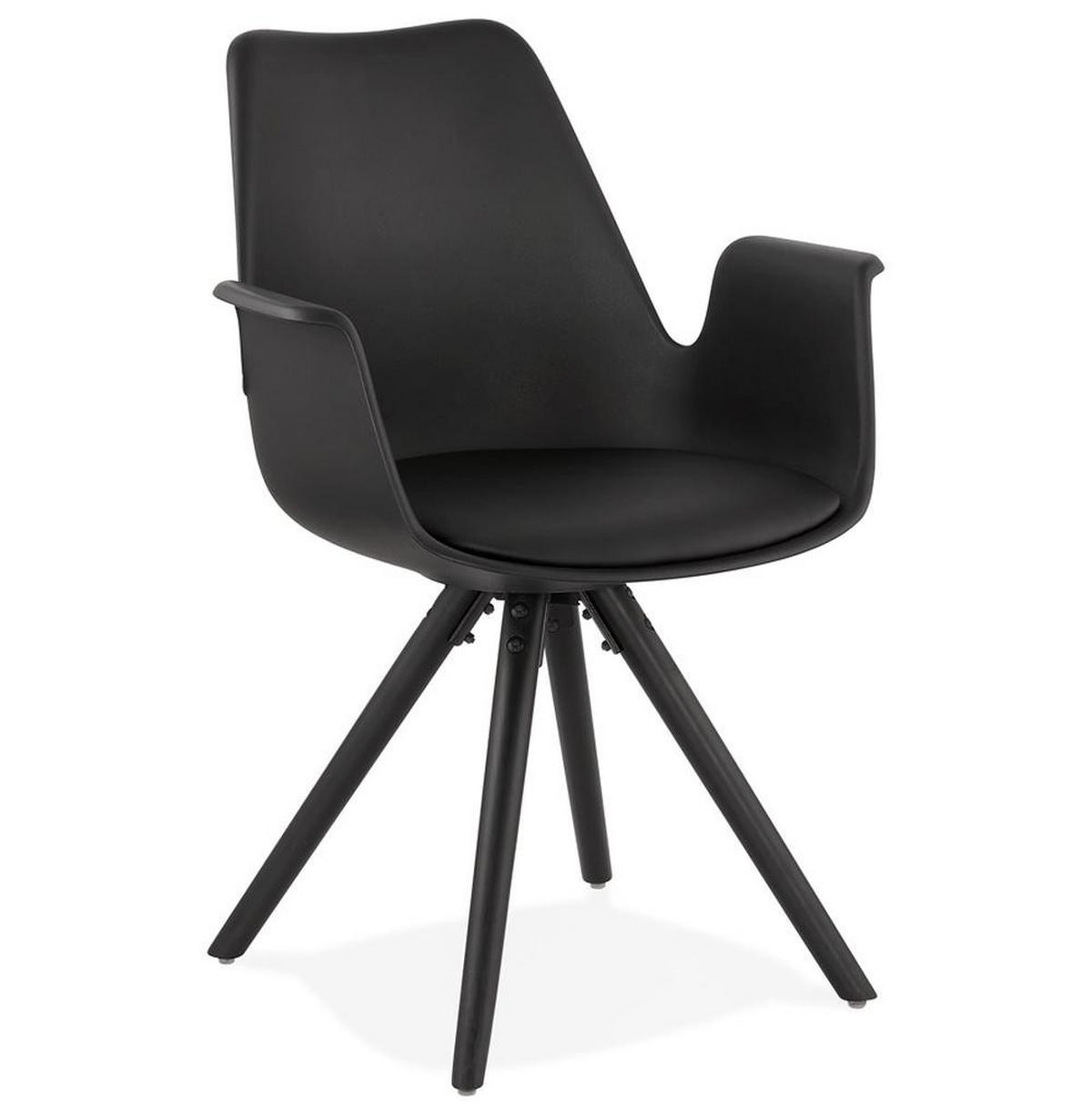 ESSZIMMERSTUHL Kunststoff und Holz im Skandinavischen Stil, Schwarz 58,5x50x82 cm - Schwarz, Kunststoff/Buchenholz (50/82/59cm) - KADIMA DESIGN