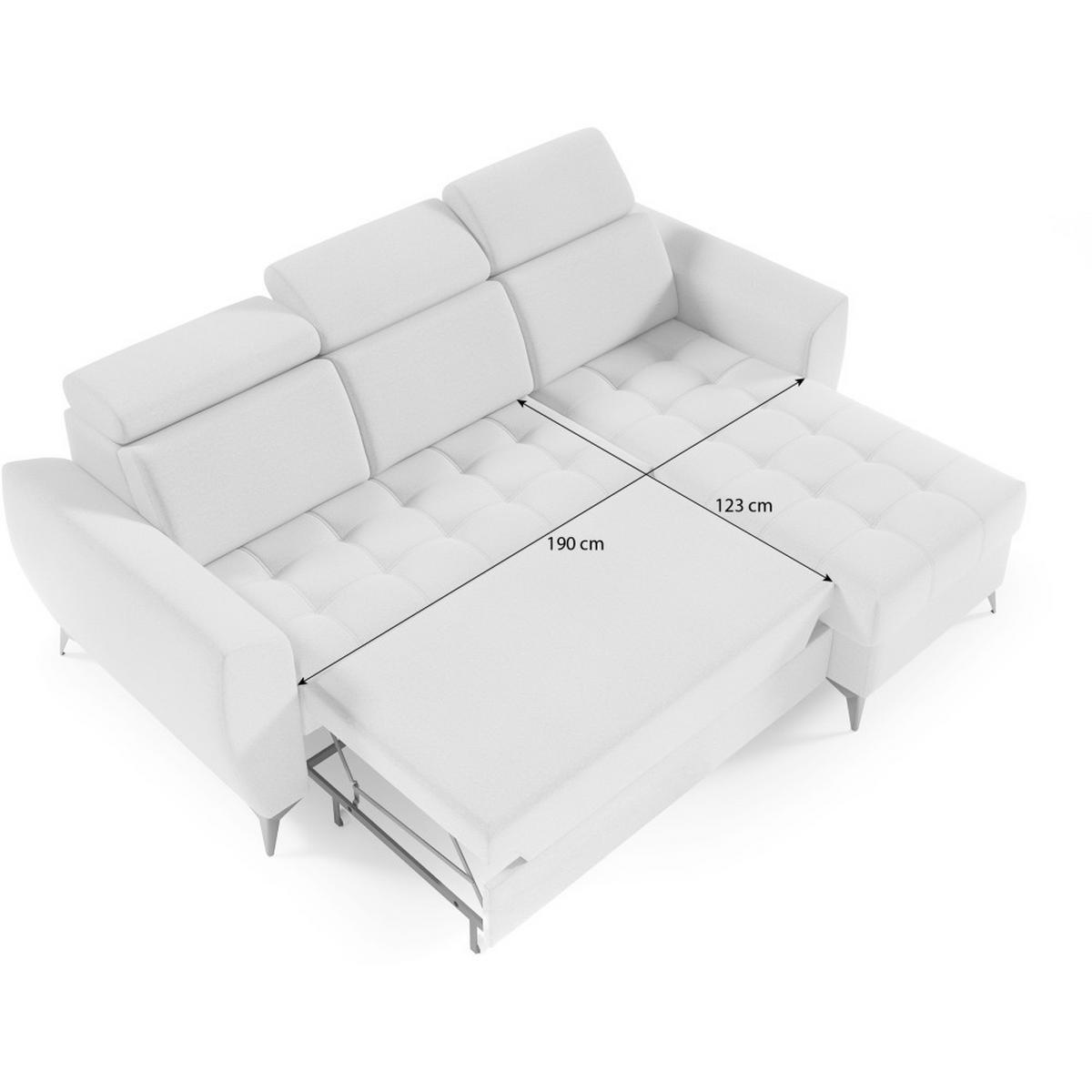 ECKSCHLAFSOFA Aurora I verstellbare Kopfstützen, Hellgrau - Hellgrau/Schwarz, Textil (235/176cm) - Beautysofa