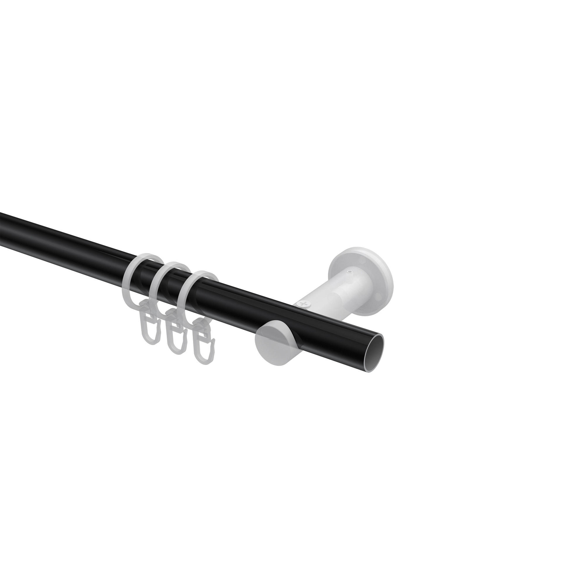 GARDINENSTANGE Platon Estana 280 cm (geteilt in 2 x 140 cm), 1-läufig, 20 mm Ø Schwarz - Schwarz, Metall (280cm) - INTERDECO