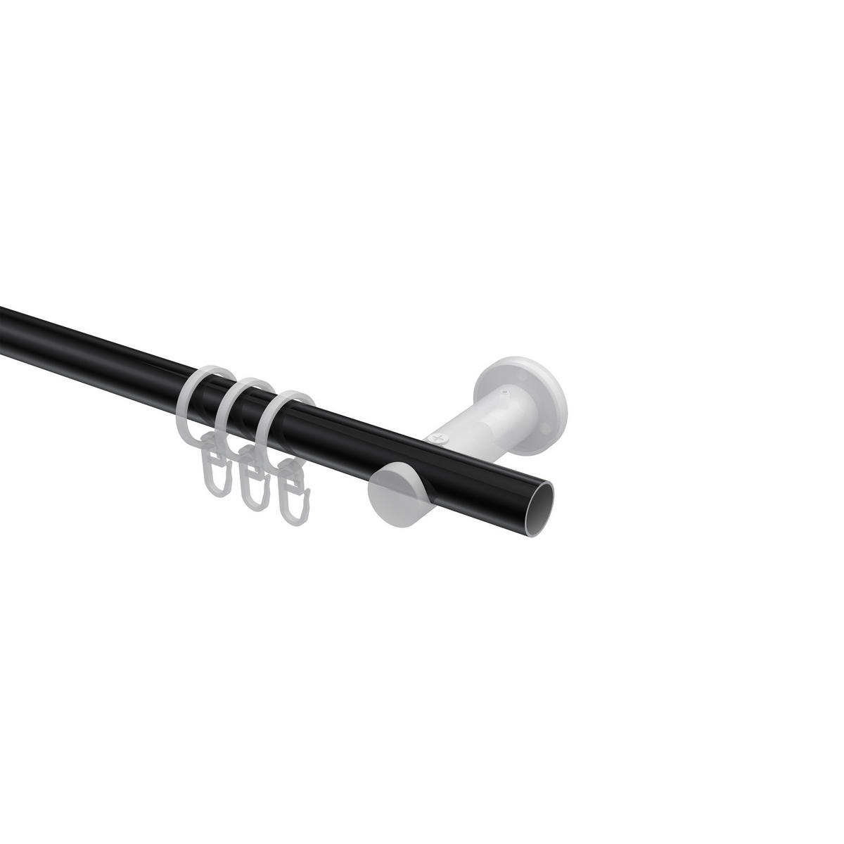 GARDINENSTANGEN-SET Platon Zoena 140 cm, 1-läufig, 20 mm Ø Schwarz - Schwarz, Metall (140cm) - INTERDECO