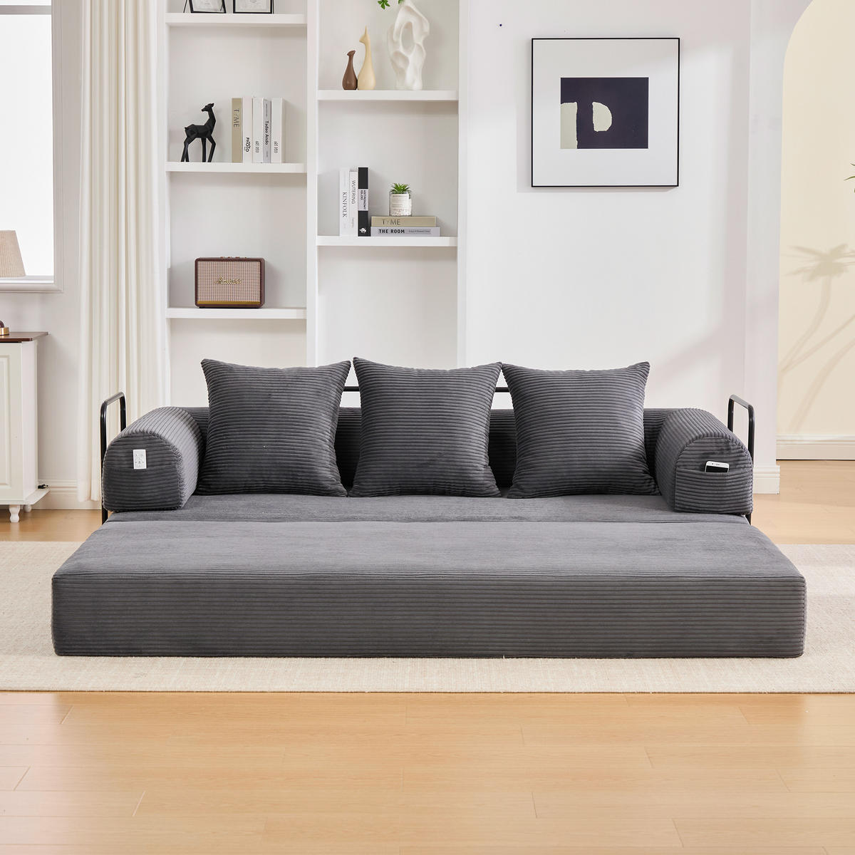 SOFA 3-Sitzer 200/94/67 cm Dunkelgrau - Dunkelgrau, Textil (94/67/200cm)
