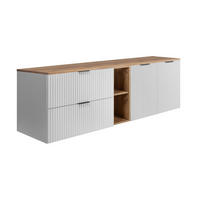 BADEZIMMER-SET, 57×46×180 cm, Weiß / Eiche Craft, schwarzer Griff - Weiß, Holzwerkstoff (180/57/46cm) - 3XE LIVING