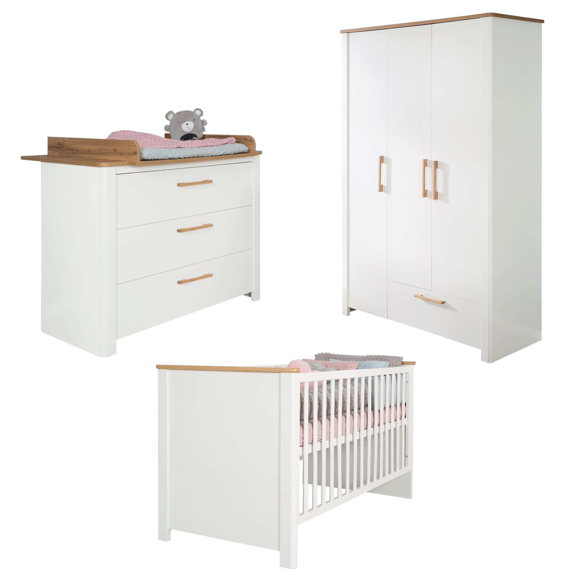 BABYZIMMER-SET Ava 3-teilig - Weiß, Holzwerkstoff (138.5/200/119cm) - Roba