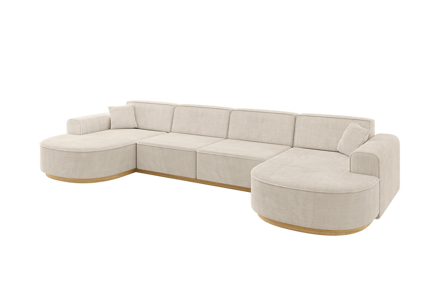 WOHNLANDSCHAFT MARI-U2-v2 - 388x171x83 cm Beige Cord - Beige, Holzwerkstoff/Textil (388/83/171cm) - ALTDECOR