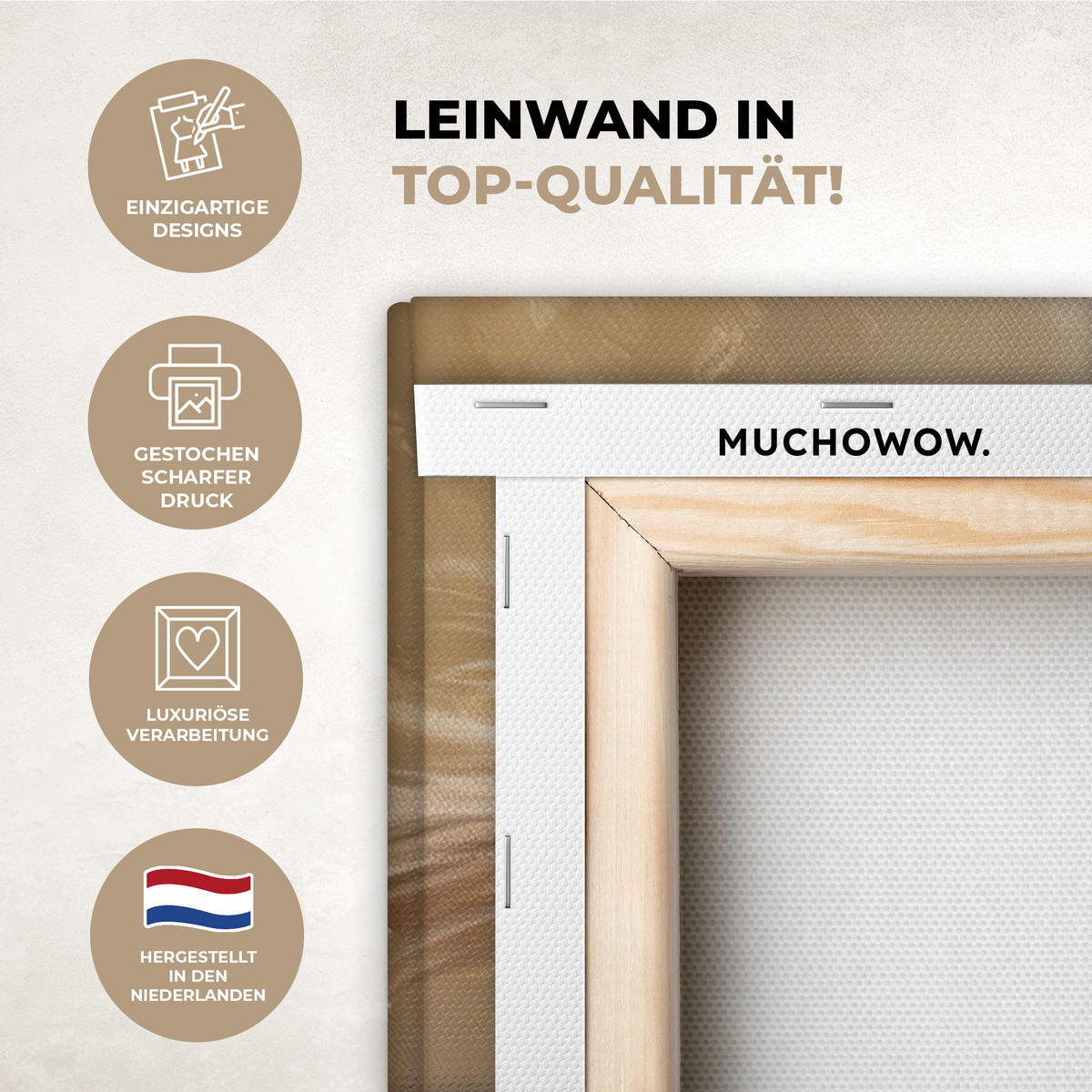 LEINWANDBILD Blumen - Vase - Stilleben - Beige Wandbilder 80x60 cm - Creme, Textil (80/60cm) - MuchoWow