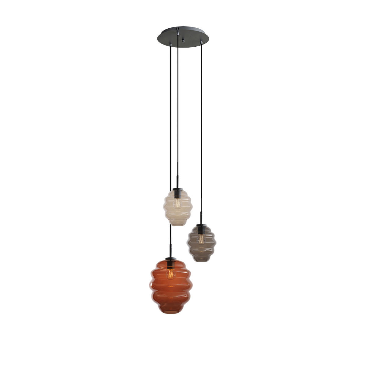 GALERIELEUCHTE Echos 3-flammig Mehrfarbig Ø 18/25cm - Multicolor/Schwarz, Glas (18/18/20cm) - s.luce