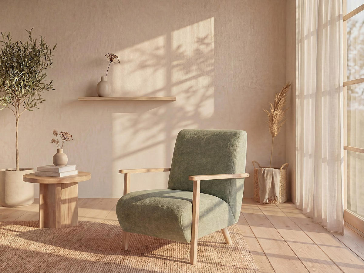 SESSEL mit gerader Rückenlehne - 1 Person - Stoff - Grün - - Grün, Textil (70/81/82cm) - Vente-Unique