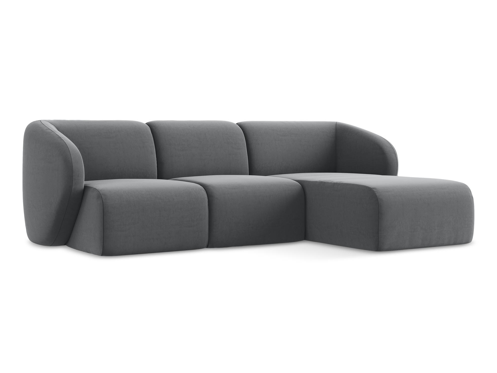 ECKSOFA Rechts Samt Stoff Grau - Edelstahlfarben/Schwarz, Holzwerkstoff/Kunststoff (248/166cm) - Makamii