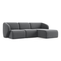 ECKSOFA Rechts Samt Stoff Grau - Edelstahlfarben/Schwarz, Holzwerkstoff/Kunststoff (248/166cm) - Makamii