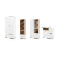 BABYZIMMER-SET OKTAVIA 5-teilig in Weiß Matt / Eiche - Eichefarben/Weiß, Holzwerkstoff (305/195/72cm) - Deine Möbel 24