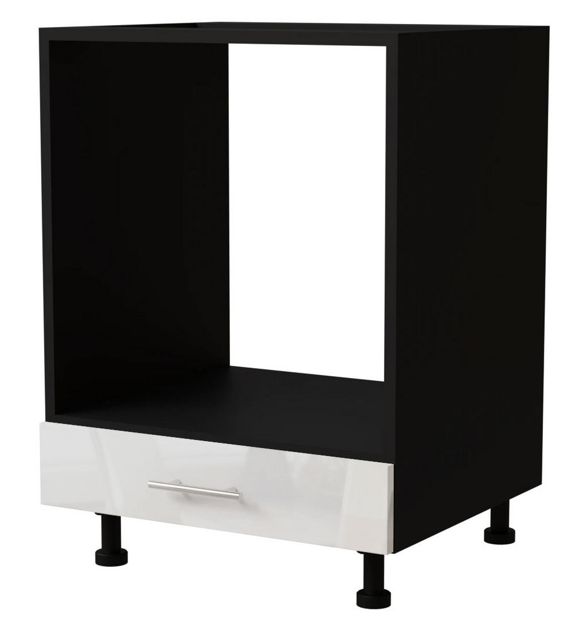 HERDUMBAUSCHRANK Essen D11K/60 Weiß Hochglanz / Schwarz Matt 60 / 50 / 82cm - Weiß Hochglanz/Schwarz, Holz/Holzwerkstoff (60/82/50cm) - Feldmann-Wohnen