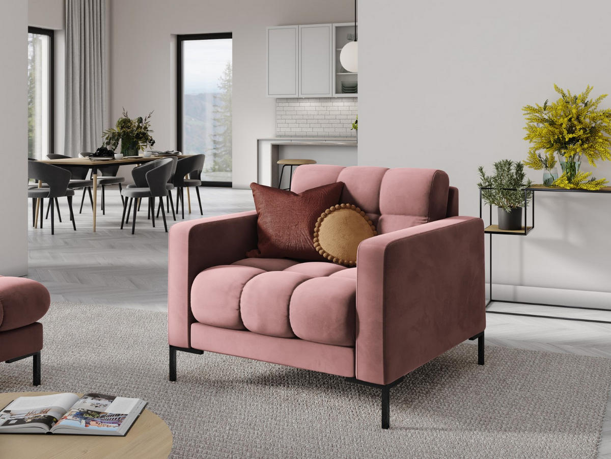 SESSEL Mamaia aus Samt rosa - Pink, Textil (92/75/87cm) - Micadoni