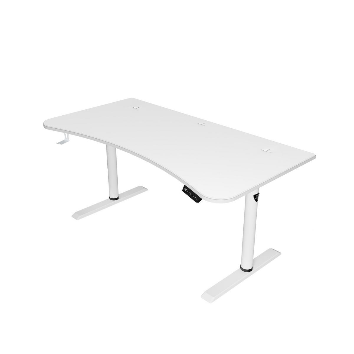 GAMINGTISCH Arena Moto 160/82/73-117 cm Höhenverstellbarer Weiß - Weiß, Metall (82/160/117cm) - Arozzi