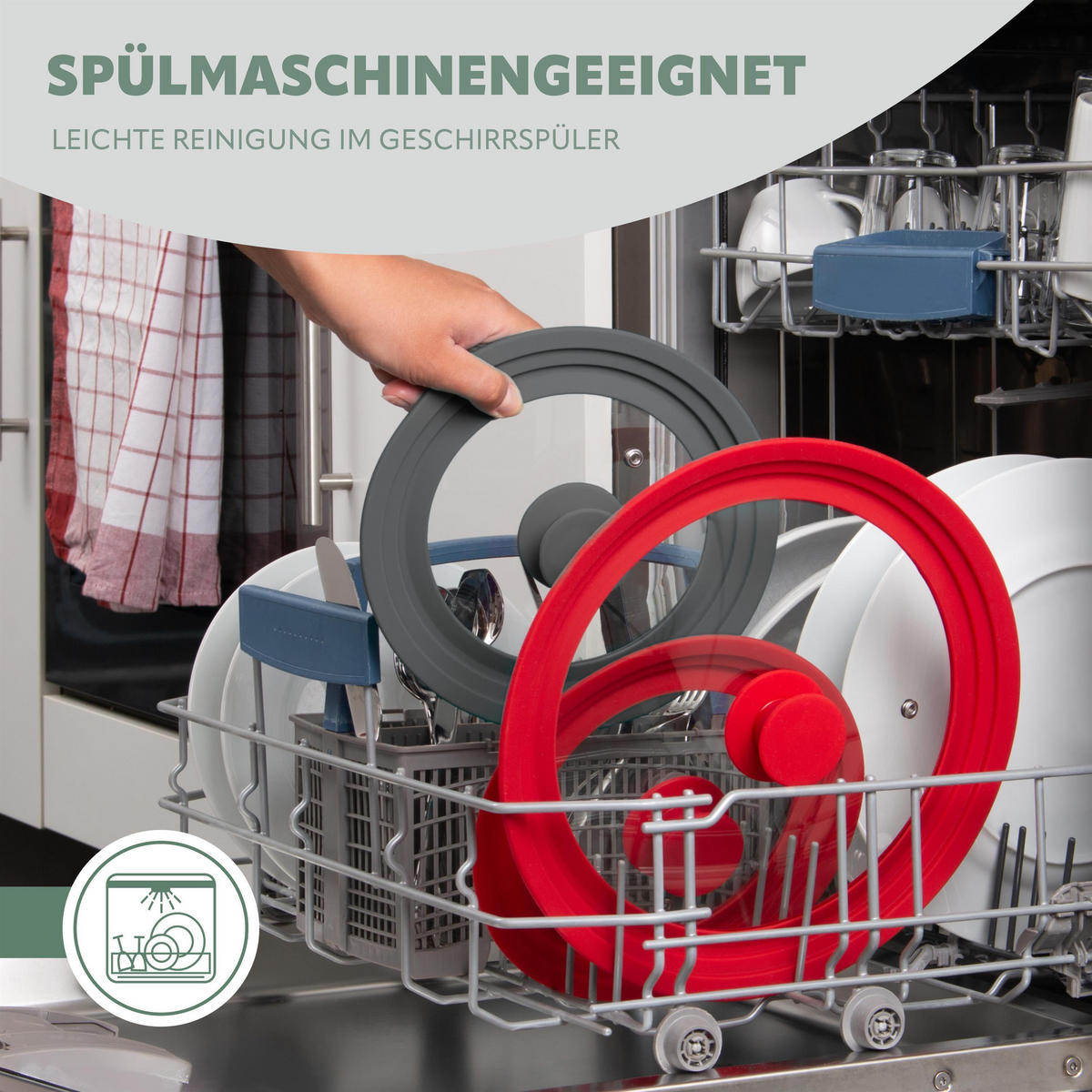 UNIVERSAL-GLASDECKEL, 24/26/28 cm, (grau) - Grau, Glas (29.5/29.5/5.5cm) - bremermann