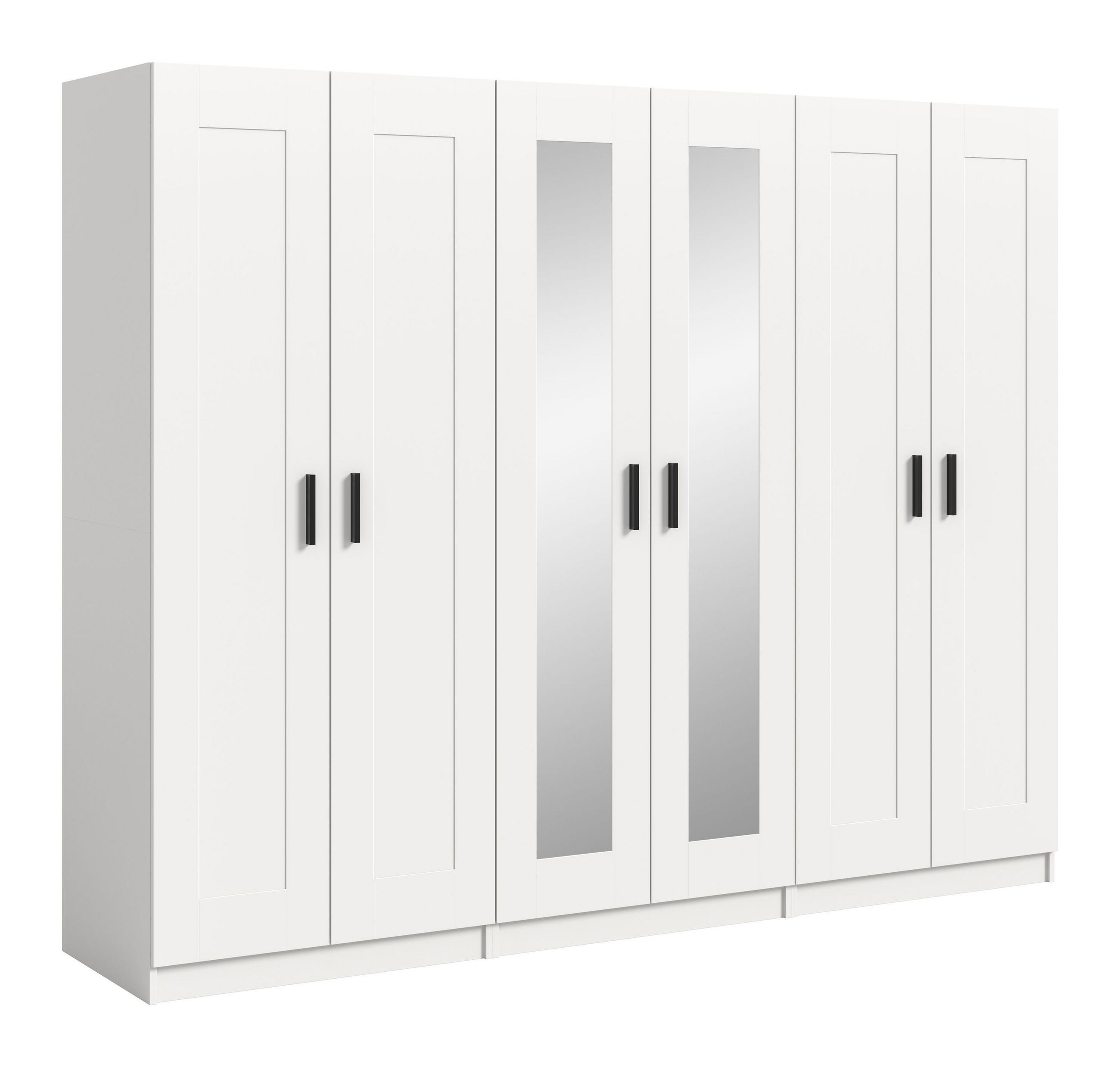 KLEIDERSCHRANKKOMBINATION VISBY (B/H/T: ca. 240/194/56 cm) in weiß/weiß - Weiß, Holzwerkstoff (240/194/56cm)