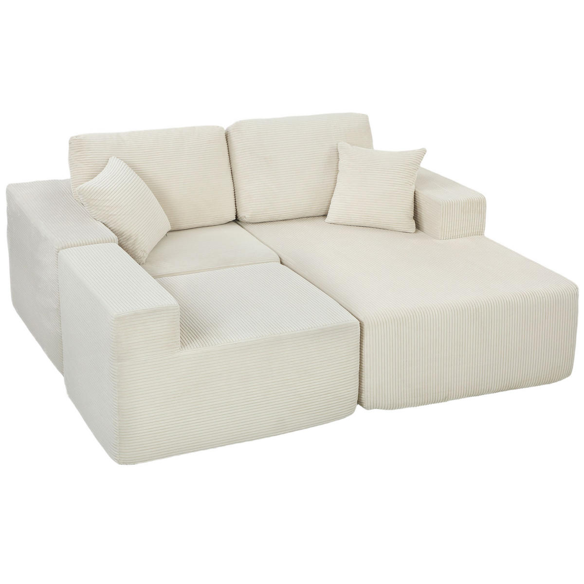 ECKSOFA DE-13510 2-in-1, verwandelbar in Sofabett Creme - Creme, Textil (168/267cm) - ComfortXL