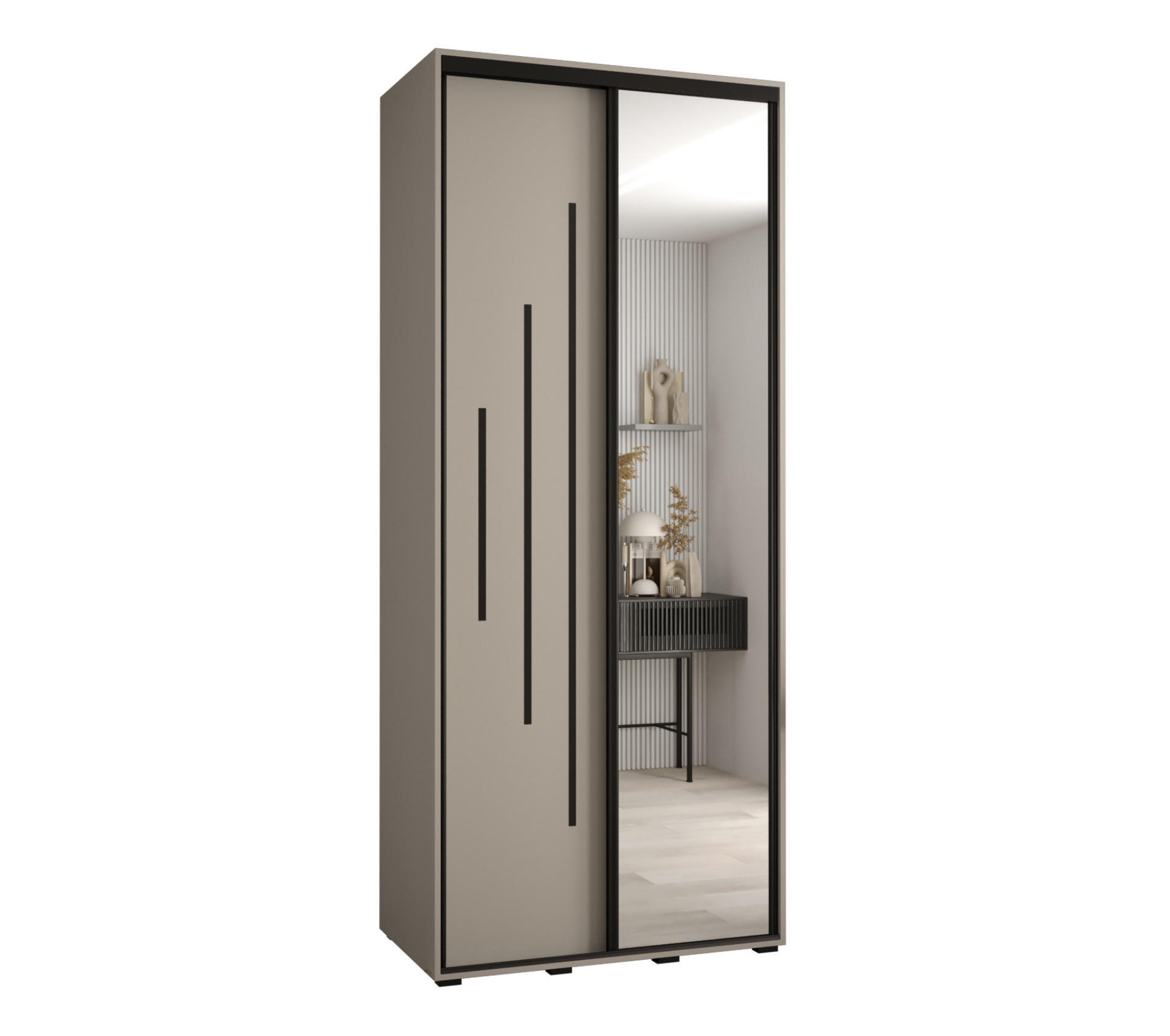 Möbel Kryspol Schwebetürenschrank Kaschmir 100x235.2x60 cm