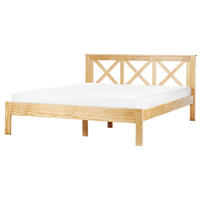 BETT mit Lattenrost 160x200 cm Heller Holzfarbton Tannay - Hellbraun, Holz (160/200cm) - Beliani