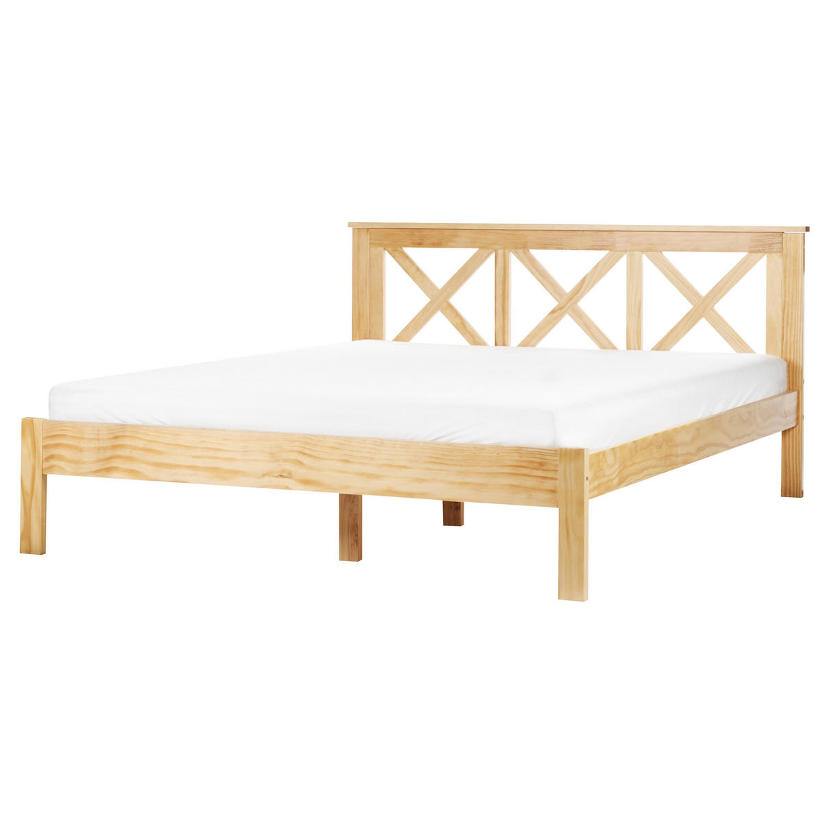 BETT mit Lattenrost 160x200 cm Heller Holzfarbton Tannay - Hellbraun, Holz (160/200cm) - Beliani