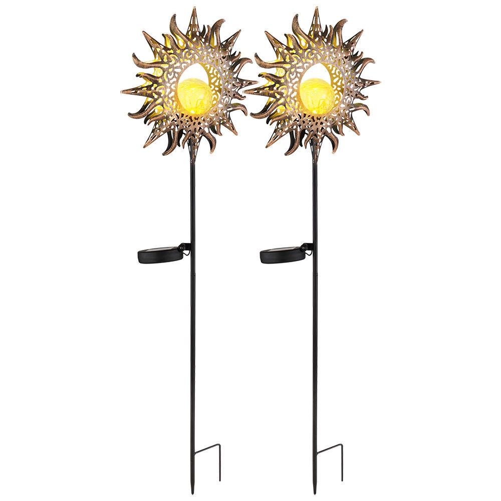 LED AUSSENLEUCHTE Solar Steckleuchte Braun Rostoptik 2er Set - Braun, Glas (81.5/24.2/120cm) - Globo Lighting