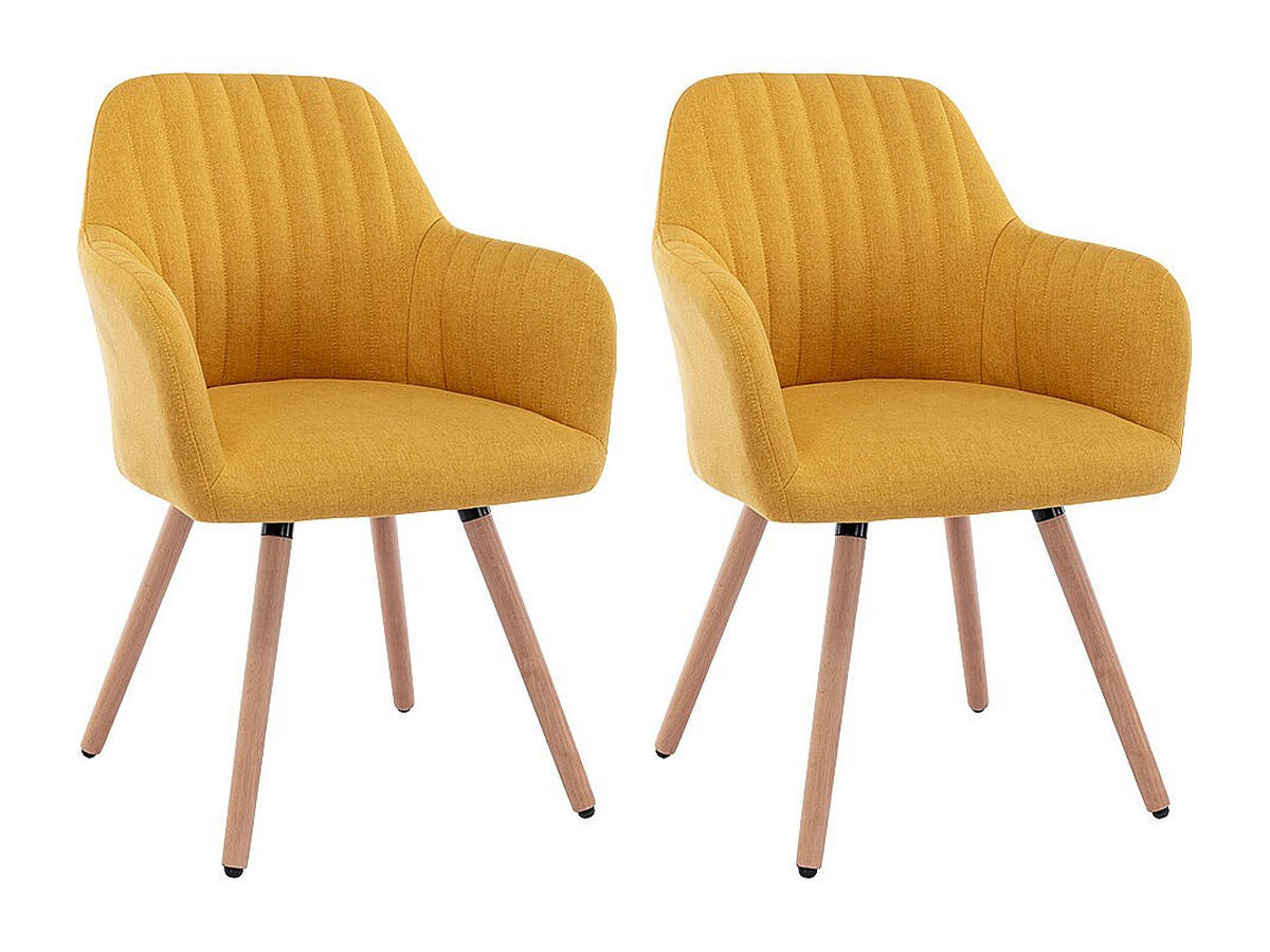 STUHL - 56cm x 58cm - Polyester - senffarben - ELEANA - Gelb, Textil (56/85/58cm) - Vente-Unique