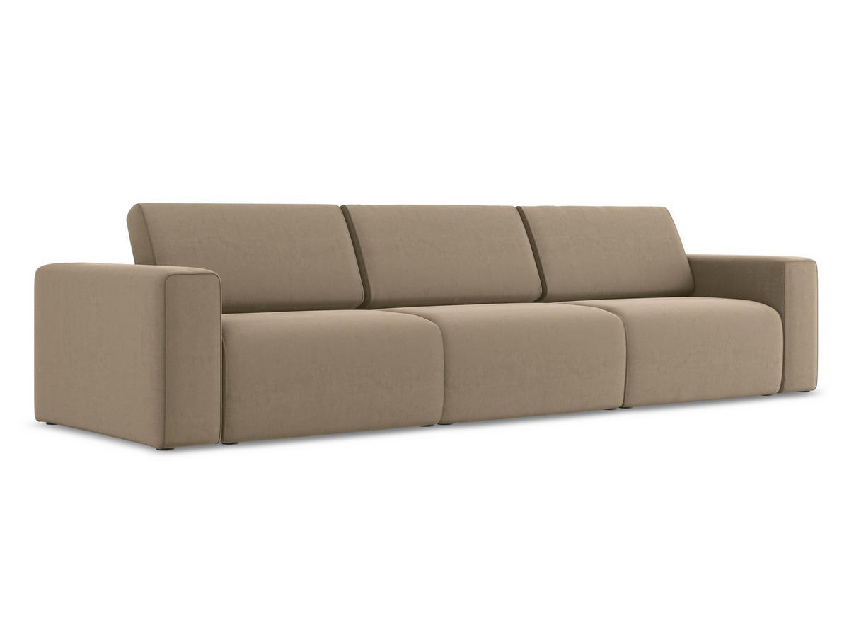 4-SITZER-SOFA Samt Stoff Beige - Beige/Schwarz, Kunststoff/Textil (314/80/103cm) - Makamii