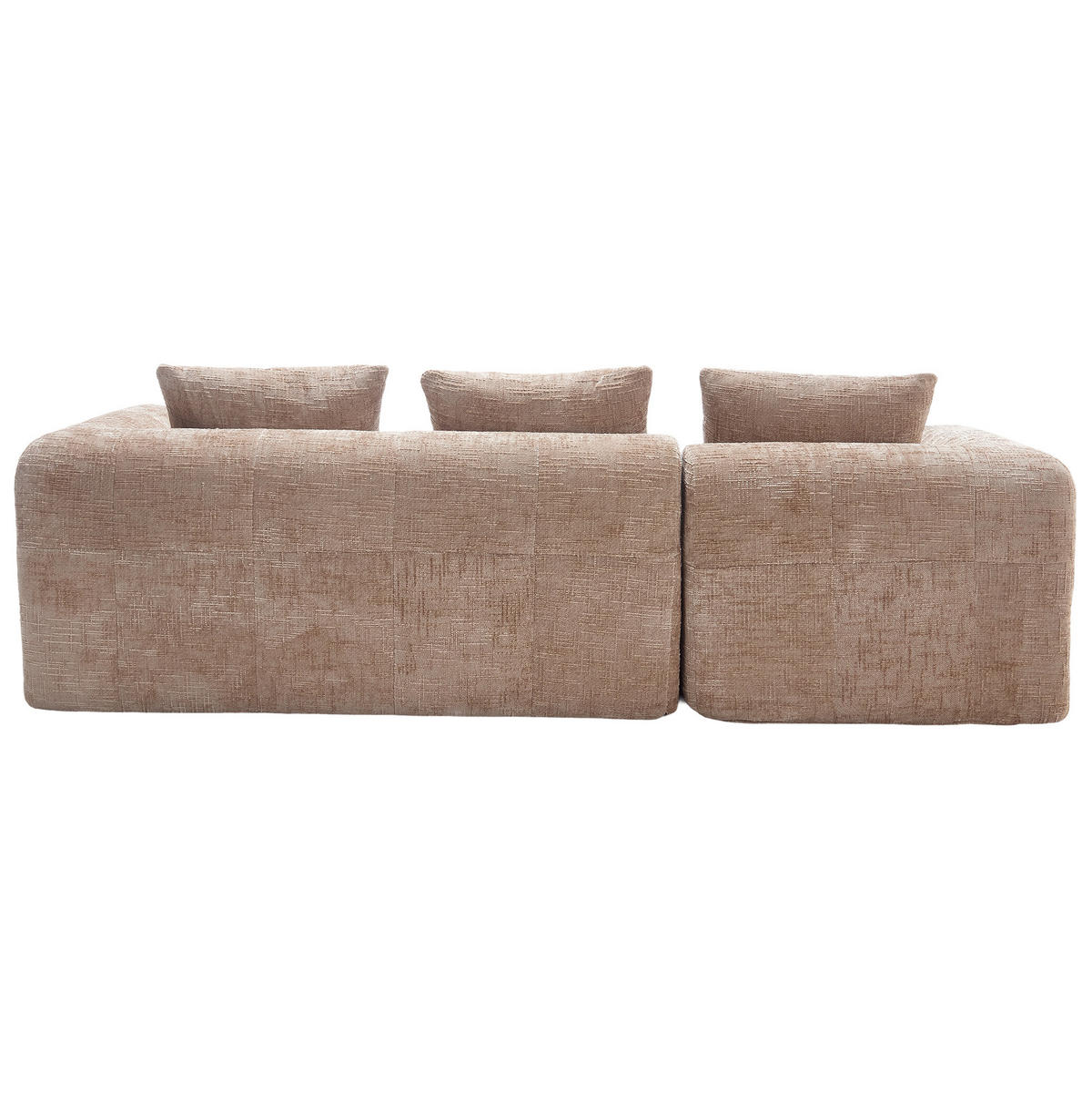 ECKSOFA L-Form 3-Sitzer mit Chaiselongue und Armlehnen Chenille khaki 250/158/60 cm - Naturfarben, Textil (250/158cm) - OKWISH