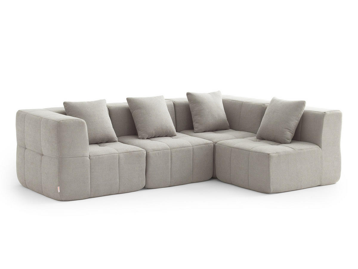 ECKSOFA Bouclé-Stoff Steinbeige - Greige, Textil (260/175cm) - MILYsofa