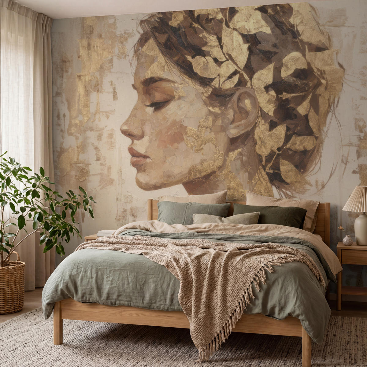 TAPETE - Frau - Gold - Abstrakt - Textur - 350x300 cm - Goldfarben, Papier (350/300cm) - OnlyWow