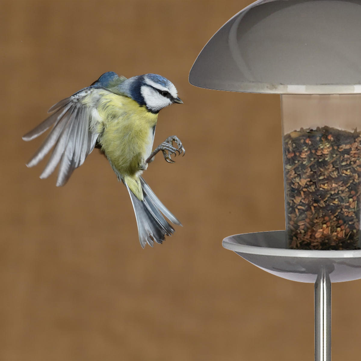 VOGELFUTTERSPENDER - Silberfarben, Kunststoff/Metall (20/25/20cm) - Relaxdays