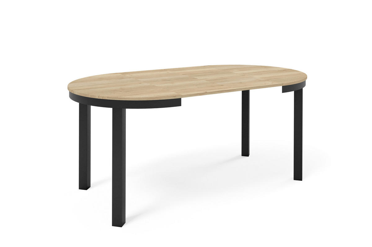 ESSTISCH BERNARDIN - Hellbraun/Schwarz, Holzwerkstoff/Metall (100/100/76cm) - Meblini