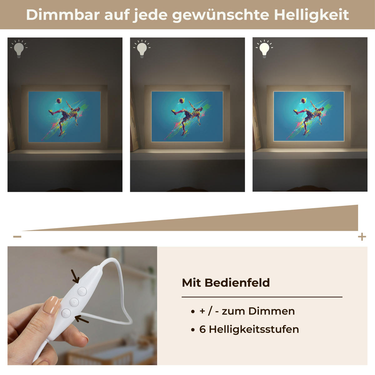 NACHTTISCHLAMPE Fußballer - Farbspritzer - Farbenfroh - Ball 20x15 cm - Blau, Holzwerkstoff (8/20/15cm)