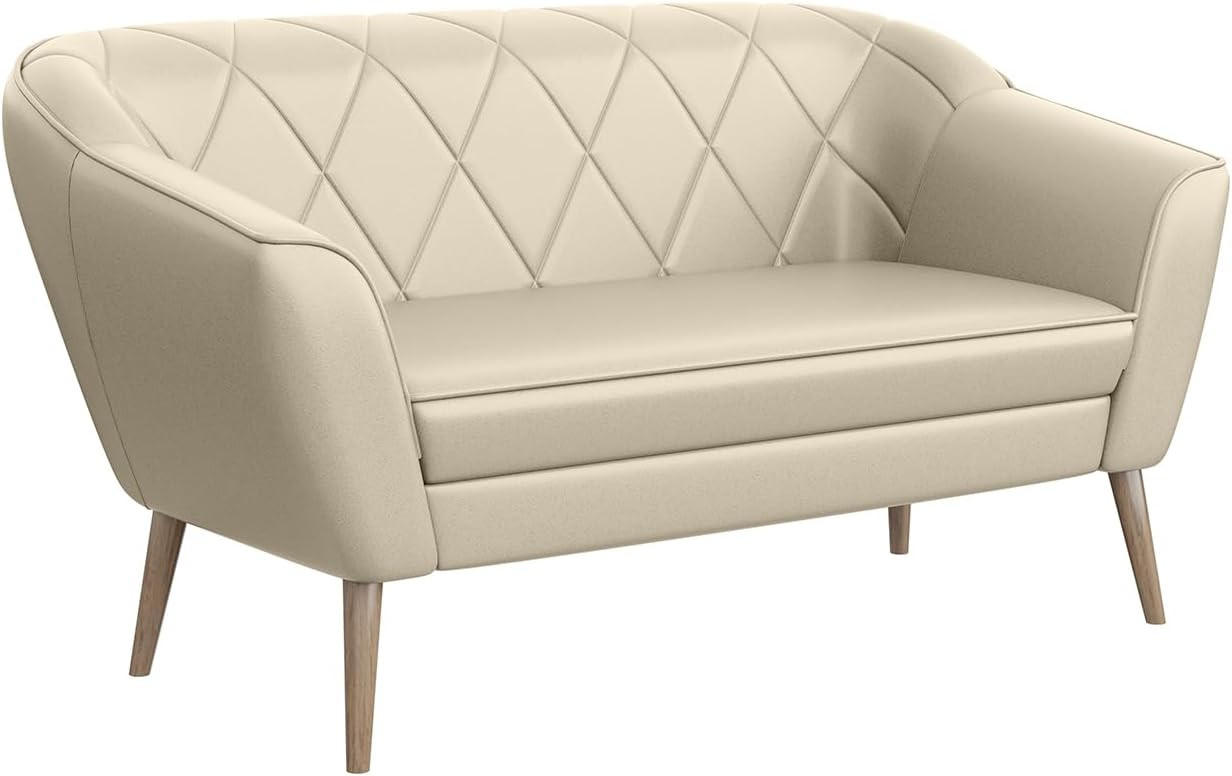 SOFA Gisela (2-Sitzer) - Buchefarben/Creme, Holzwerkstoff/Buchenholz (140/75/74cm) - Meblini