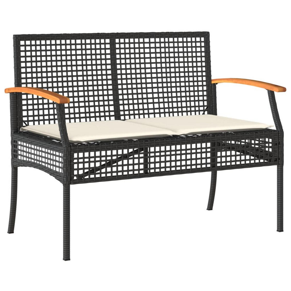 GARTEN-LOUNGE-SET 4-TLG. Mit Kissen Schwarz Poly Rattan - Schwarz, Kunststoff - vidaXL