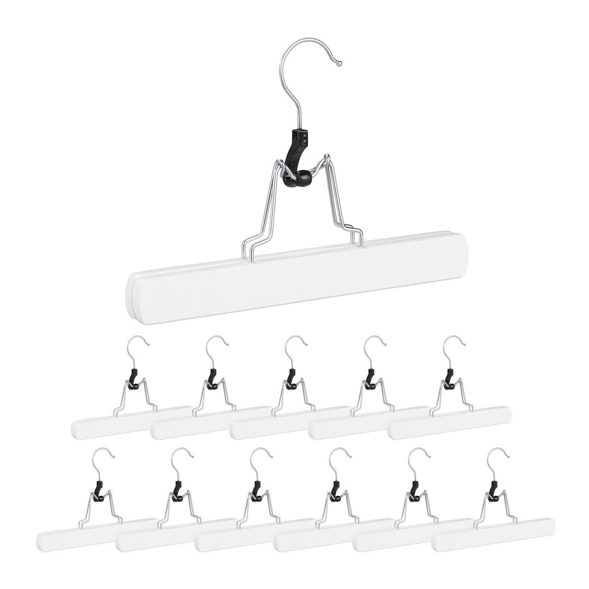 12XKLJUC za hlače - bela, kovina/tekstil (25/17/2.3cm) - Relaxdays