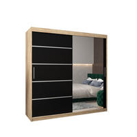 SCHWEBETÜRENSCHRANK 200/200/62 2-türig - Silberfarben/Schwarz, Holz/Kunststoff (200/200/62cm) - Abiks Möbel
