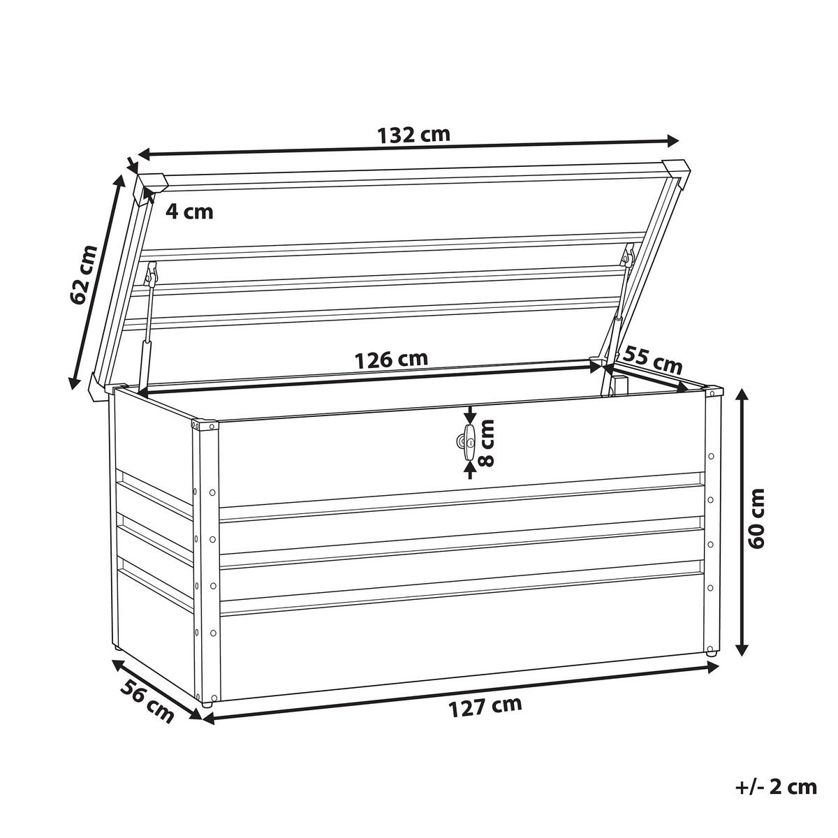 AUFLAGENBOX Stahl grau 132/62 cm Cebrosa - Grau, Metall (132/64/62cm) - Beliani