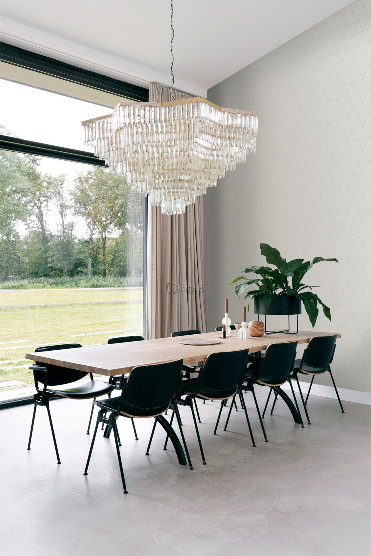 TAPETE grafische Dreiecke 53 cm x 10.05 m - Grau, Papier (53/1000cm) - Origin Wallcoverings