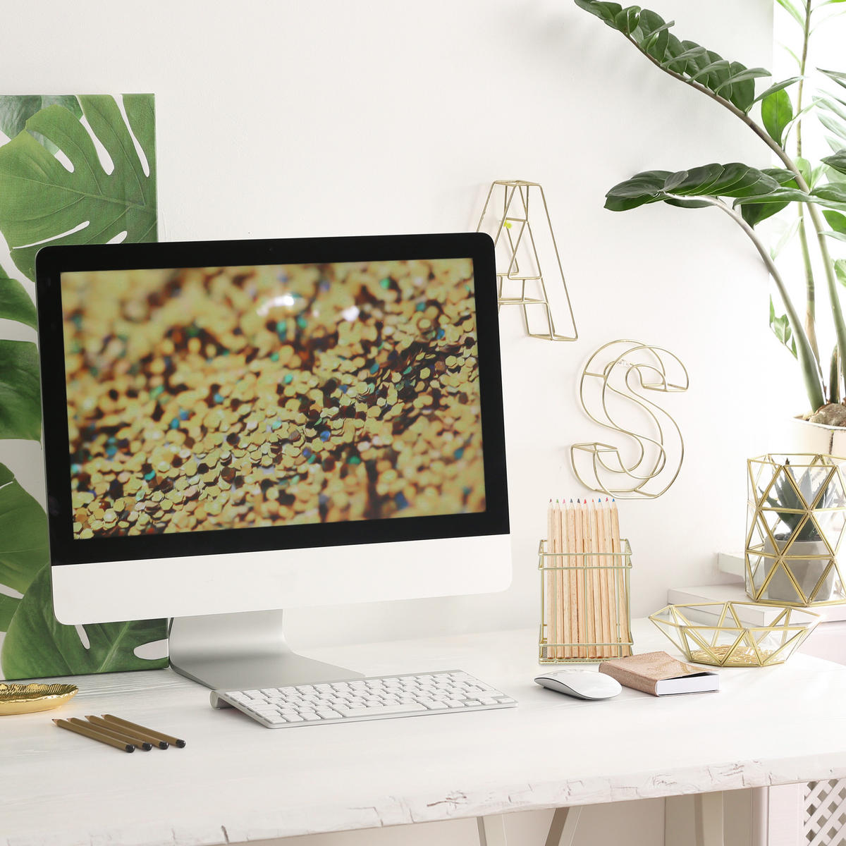 STIFTEHALTER - Goldfarben, Metall (9/9/10cm) - Relaxdays