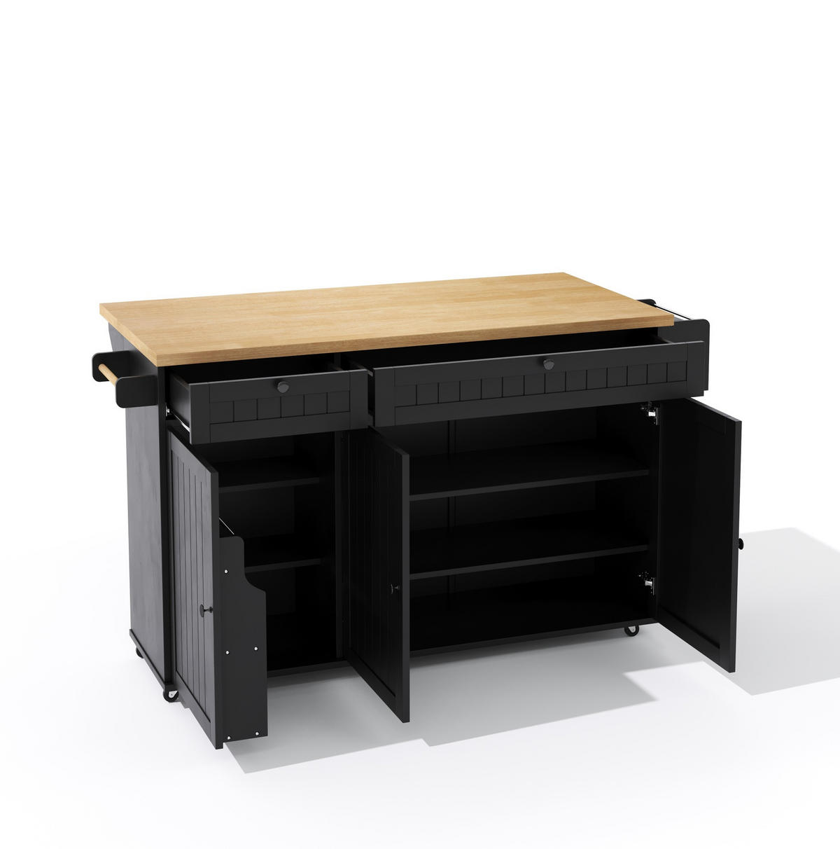 KÜCHENINSEL mit klappbarer Arbeitsplatte 137 cm MDF Natur/Schwarz - Schwarz, Holz (70/89.5/137cm) - Beauniv