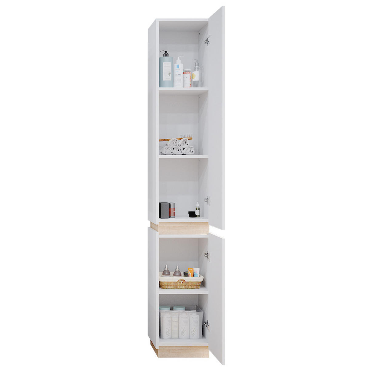 BADSCHRANK Gloria Weiß 33 x 197.5 cm mit 2 Türen - Weiß, Holzwerkstoff (33/197.5/35cm) - Vicco