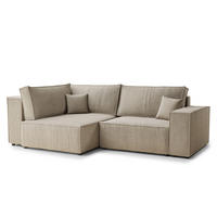 ECKSOFA MIT SCHLAFFUNKTION Tonga Beige Webstoff - Beige/Schwarz, Holz/Holzwerkstoff (105/225cm) - Maison de Reve