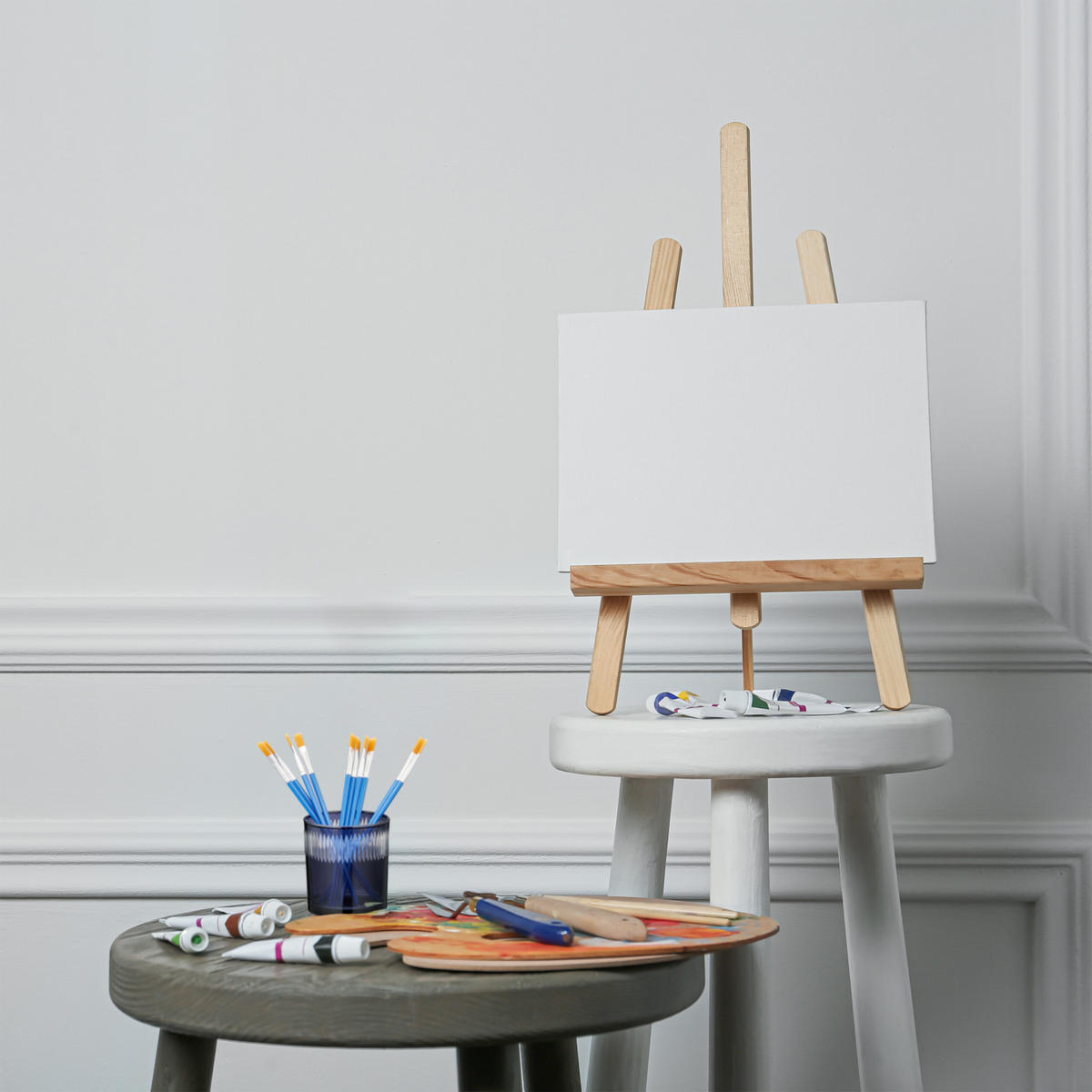 100-TLG.PINSEL-SET - Blau, Kunststoff/Textil - Relaxdays