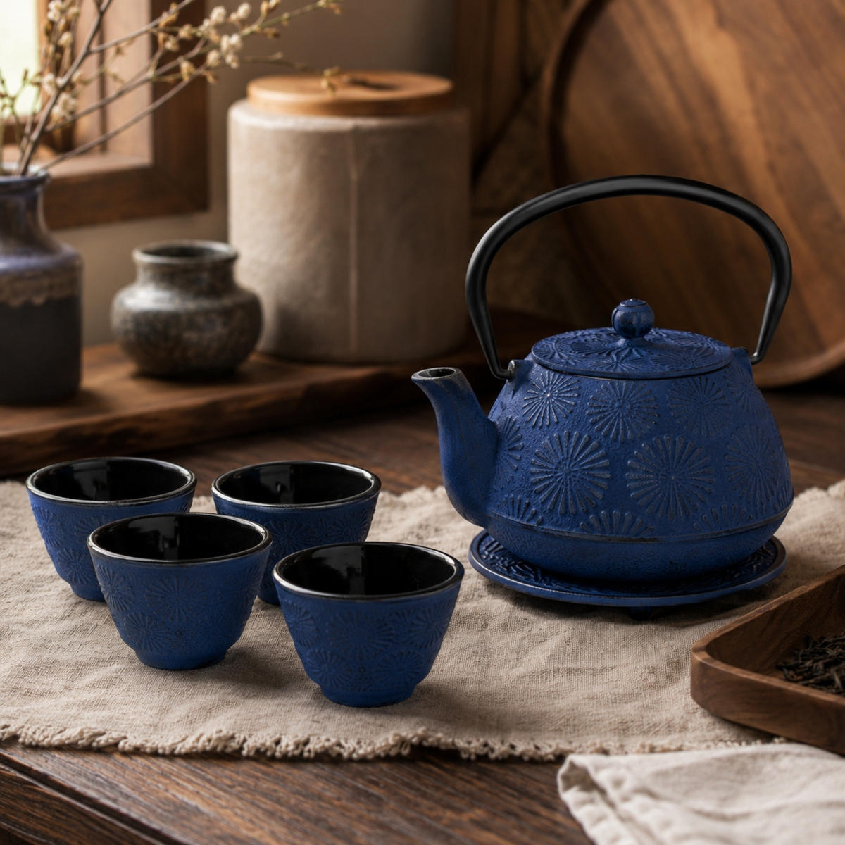 KRUG Gusseisen mit Schalen Koga Marineblau 1200 ml 18/16/18 cm - Dunkelblau, Metall (16/18cm) - AROMELIO