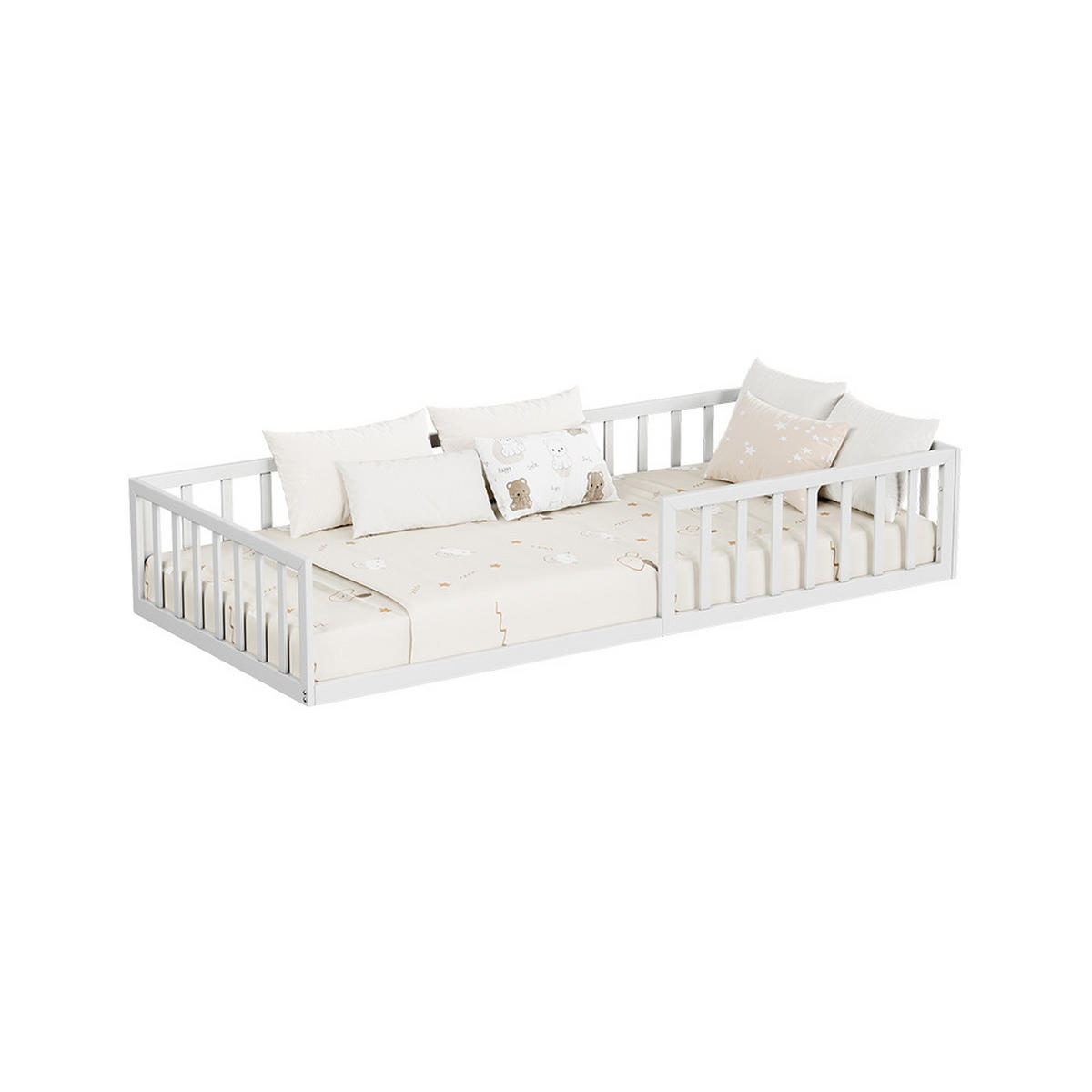 BODENBETT AUS METALL Minno Weiß 90x200 ohne Matratze - Weiß, Metall - VitaliSpa